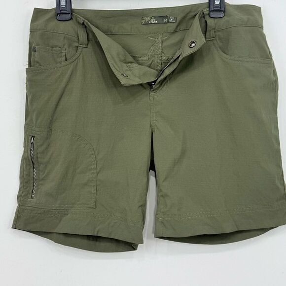 PRANA Olive Green Nylon Quick Dry Activewear Outdoor Performance Shorts - Picture 5 of 16